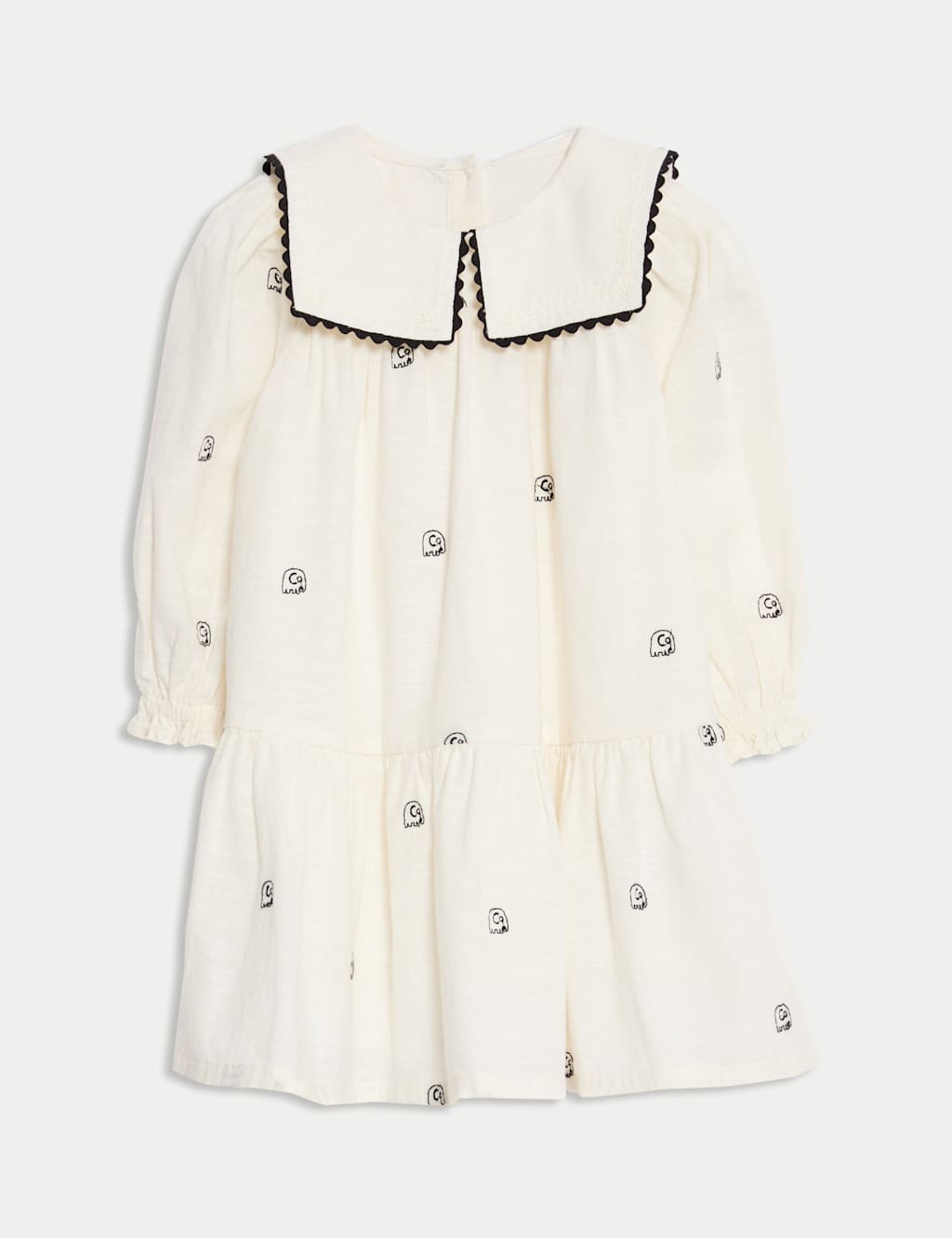Elephant Embroidered Collared Dress (0-6 Ys) 1 of 3