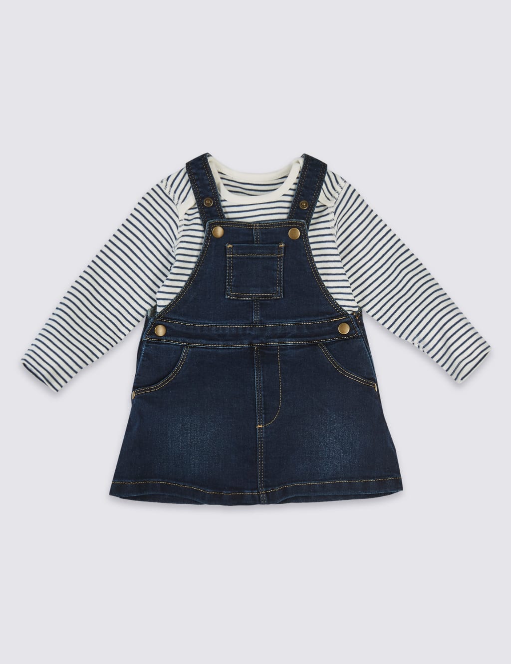 2 Piece Denim Pinny & Bodysuit 1 of 5