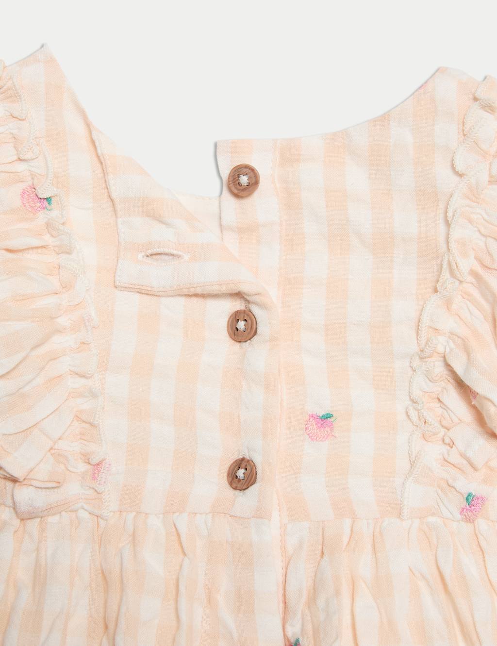 Pure Cotton Peach Gingham Dress (0 Mths-6 Yrs) 3 of 3