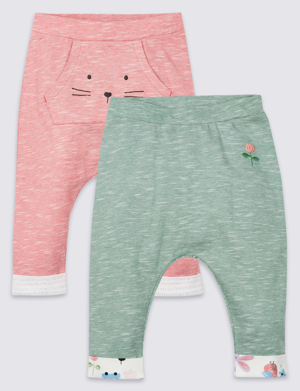 2 Pack Pure Cotton Roll-Up Joggers 1 of 2