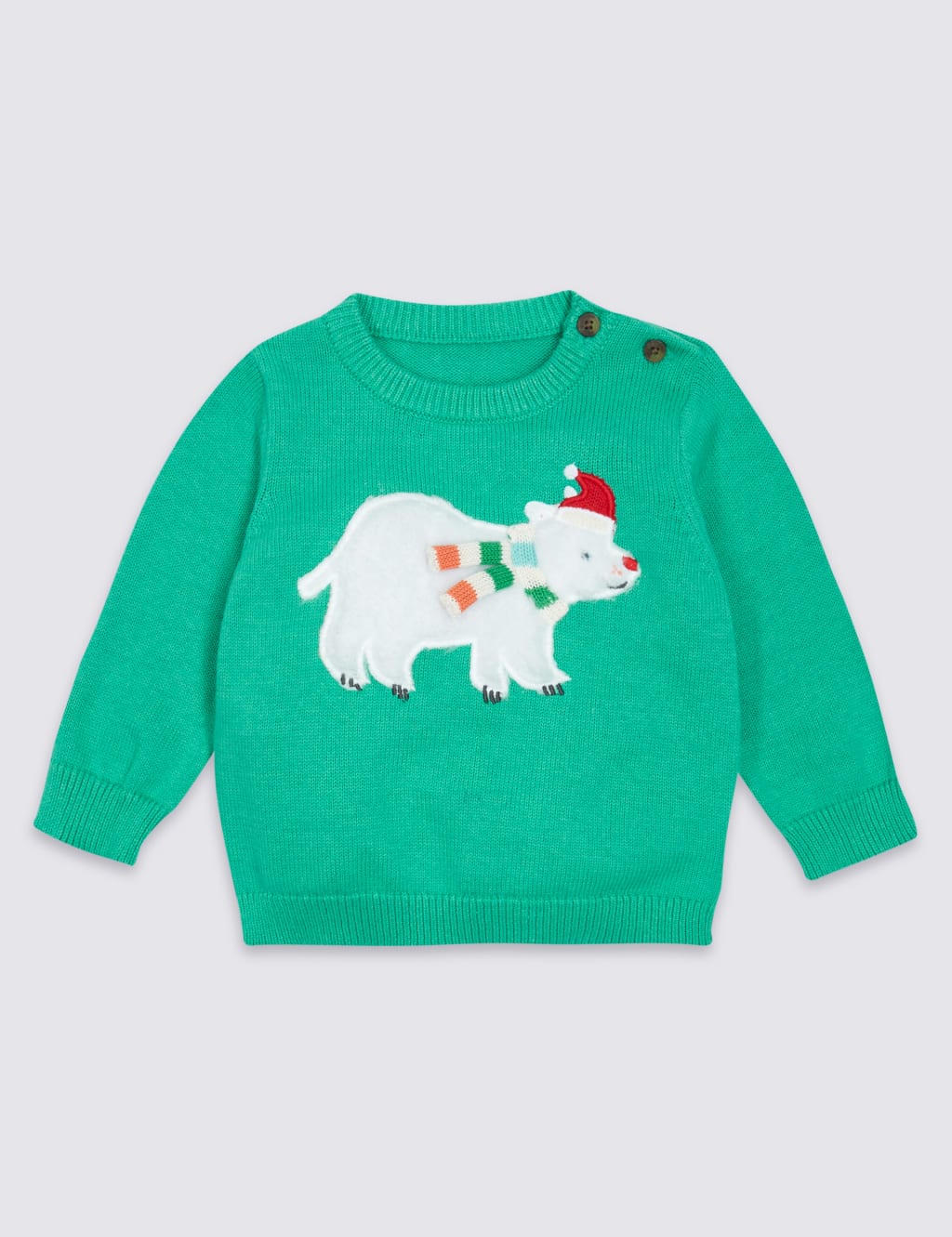 Pure Cotton Polar Bear Christmas Jumper M S