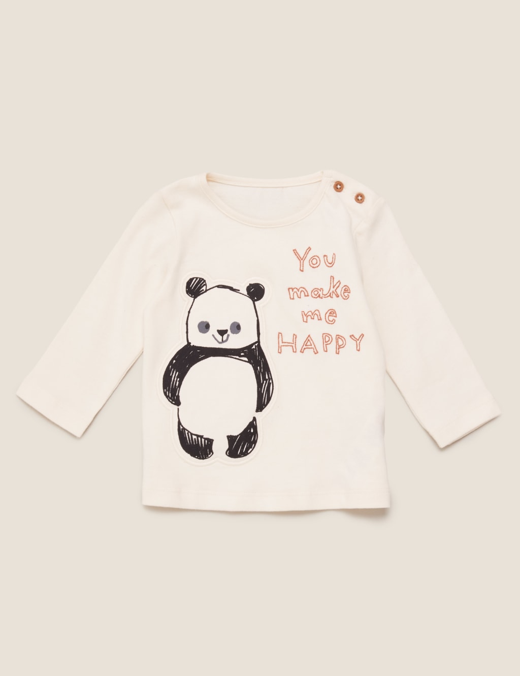 Pure Cotton Panda Long Sleeve Top (0-3 Yrs) 1 of 3