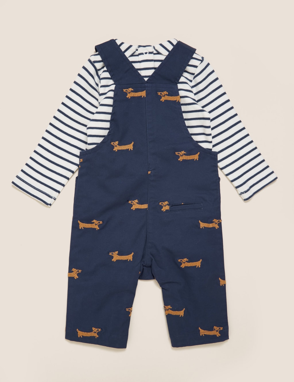 2pc Cotton Embroidered Dog Dungaree Outfit (0-3 Yrs) 2 of 5