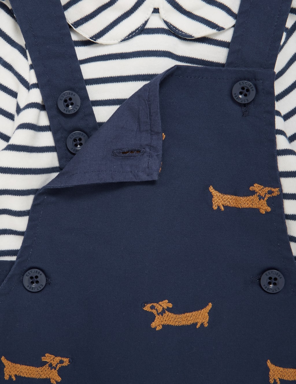 2pc Cotton Embroidered Dog Dungaree Outfit (0-3 Yrs) 5 of 5