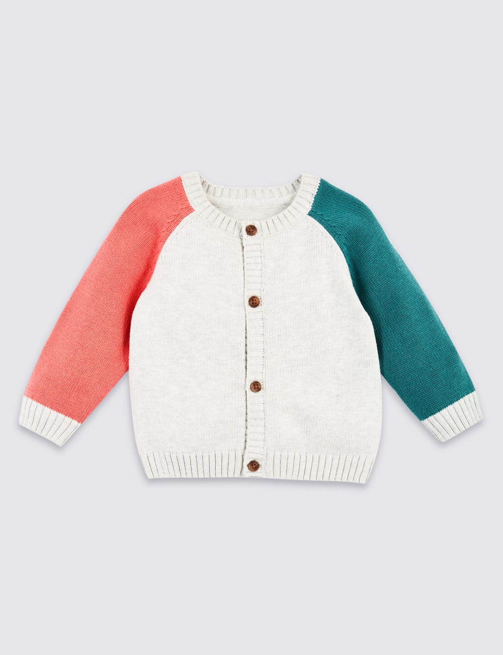 Pure Cotton Colour Block Knitted Cardigan 1 of 3