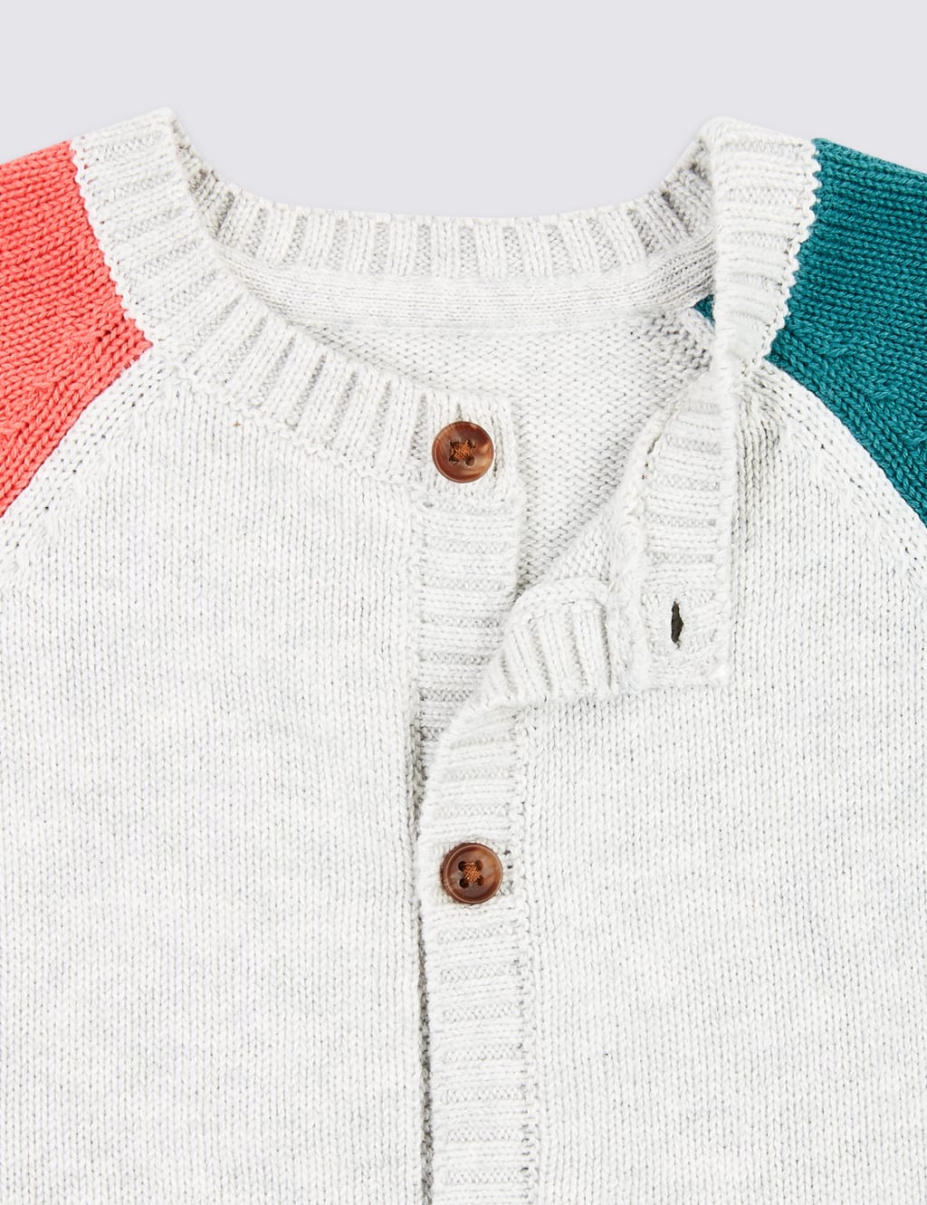 Pure Cotton Colour Block Knitted Cardigan 3 of 3