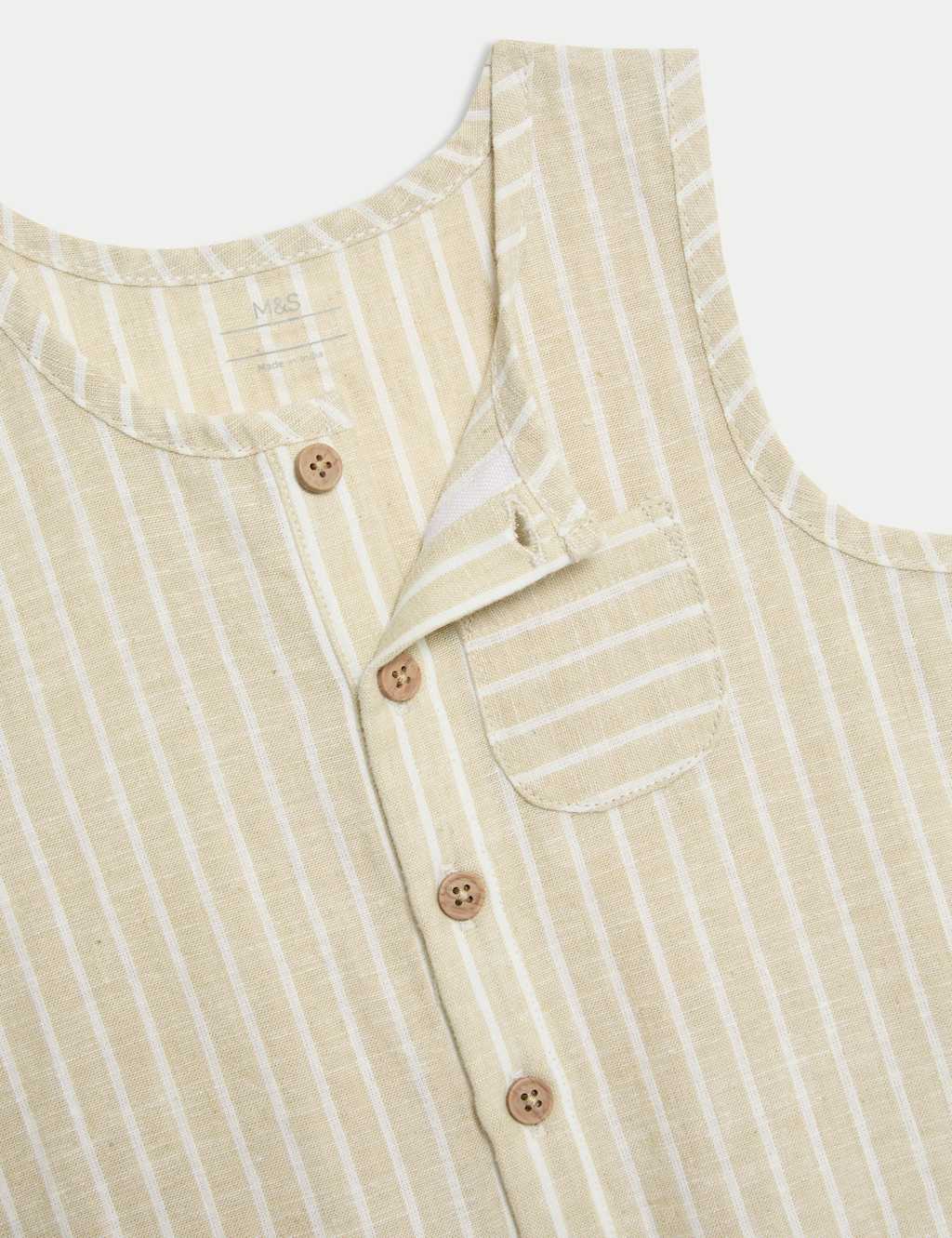 Cotton Rich Striped Button Through Romper (0-3 Yrs) 3 of 3