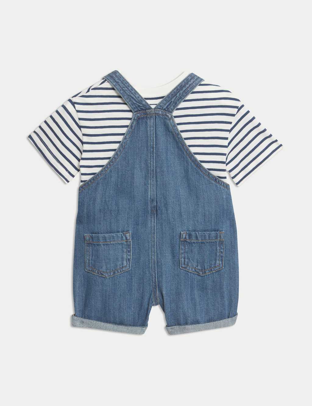 2pc Cotton Rich Denim Bibshort (0-3 Yrs) 2 of 6