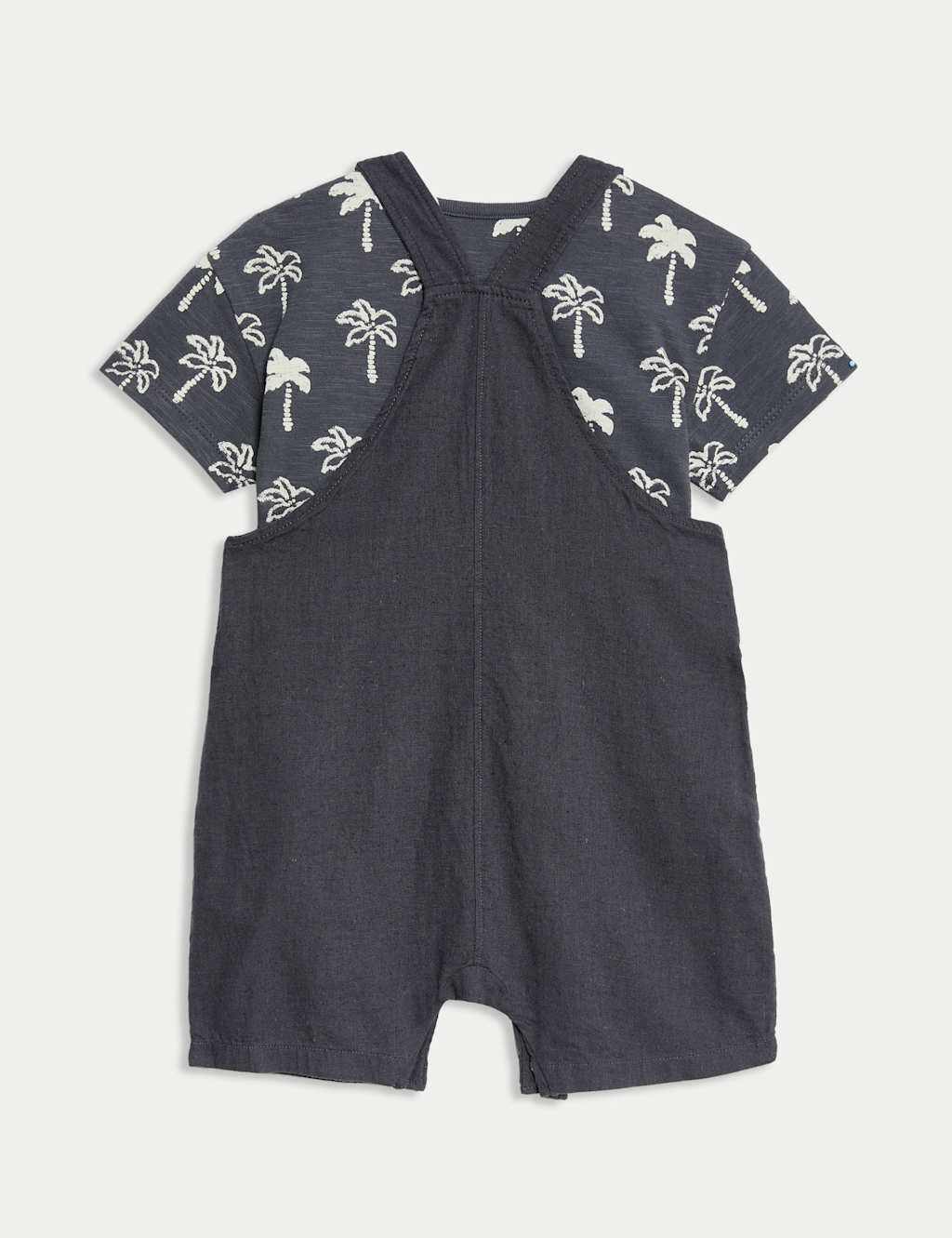 2pc Pure Cotton Palm Tree Bibshorts Outfit (0-3 Yrs) 2 of 6