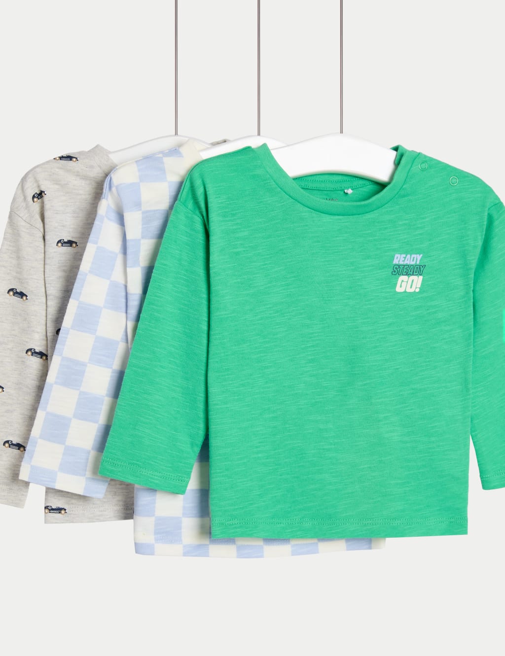 3pk Pure Cotton Racing Car Tops (0-3 Yrs) 1 of 1