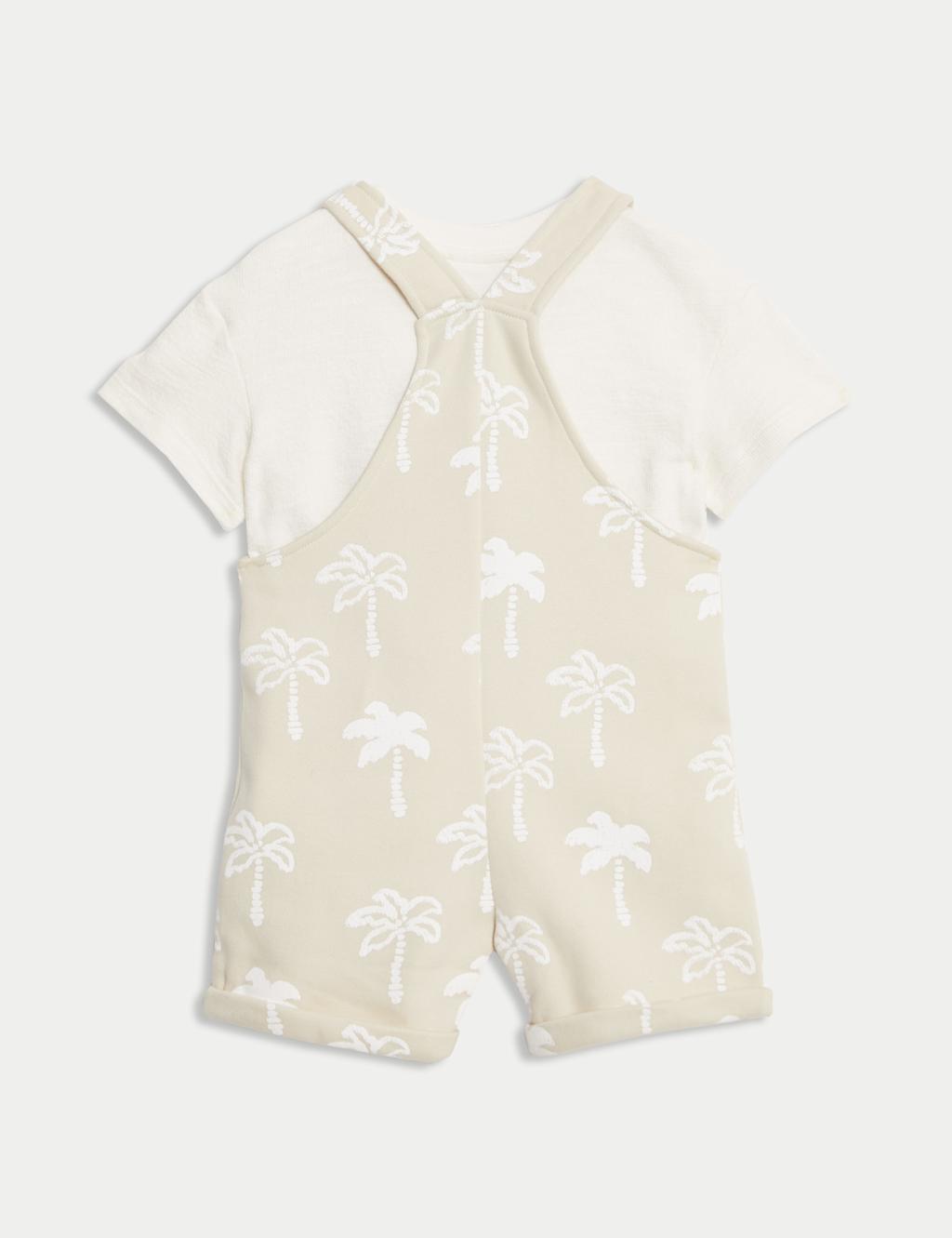 2pc Cotton Rich Palm Print Bibshort (0-3 Yrs) 2 of 6