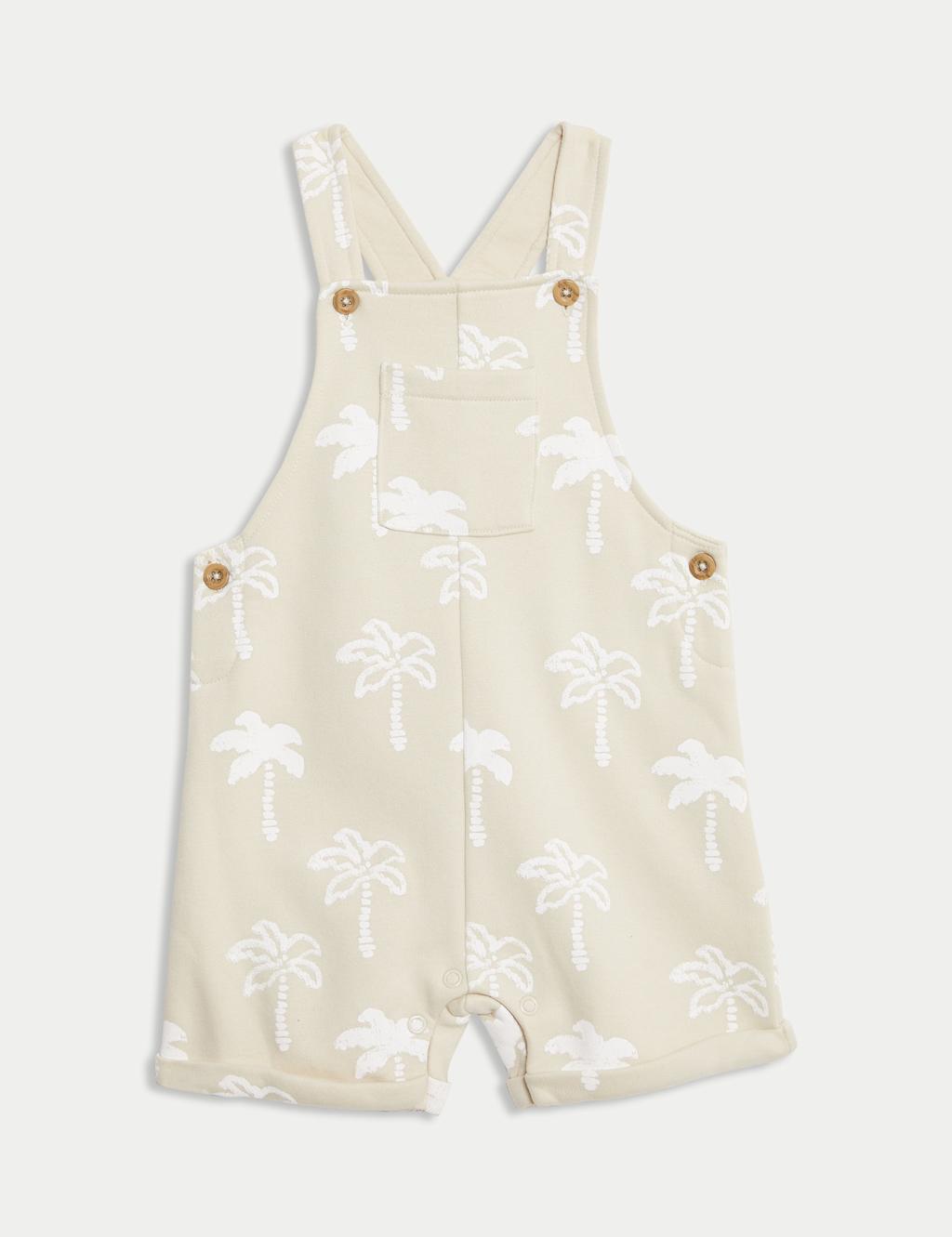 2pc Cotton Rich Palm Print Bibshort (0-3 Yrs) 3 of 6