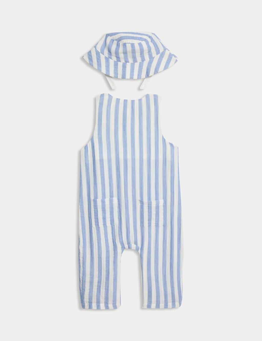 2pc Pure Cotton Blue Striped Romper Outfit (0-3 Yrs) 2 of 4