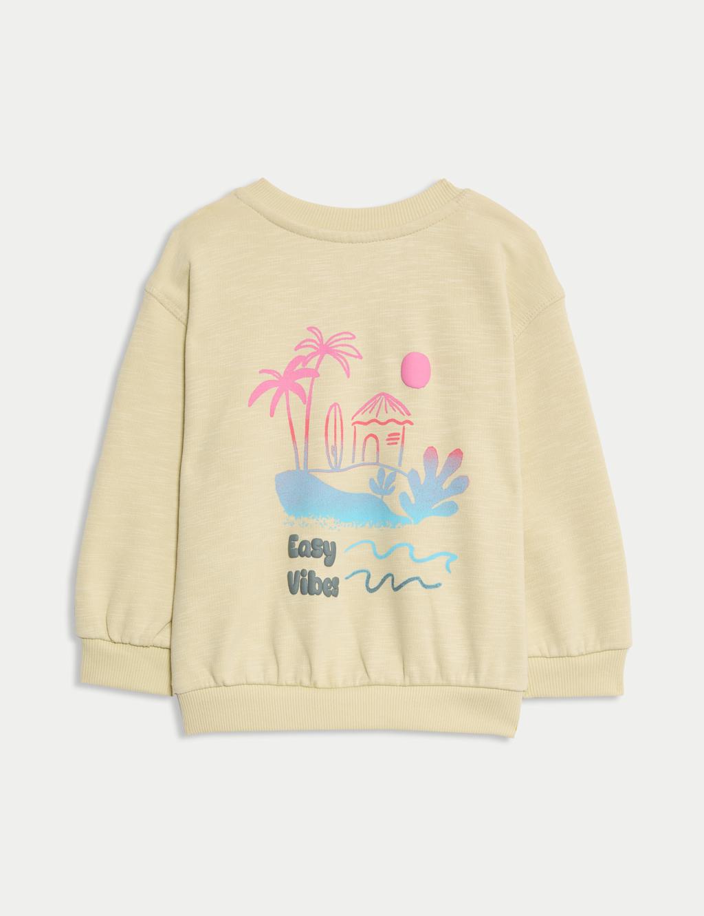 Cotton Rich Easy Vibes Crew Neck Sweatshirt (0 - 6 Yrs) 2 of 3