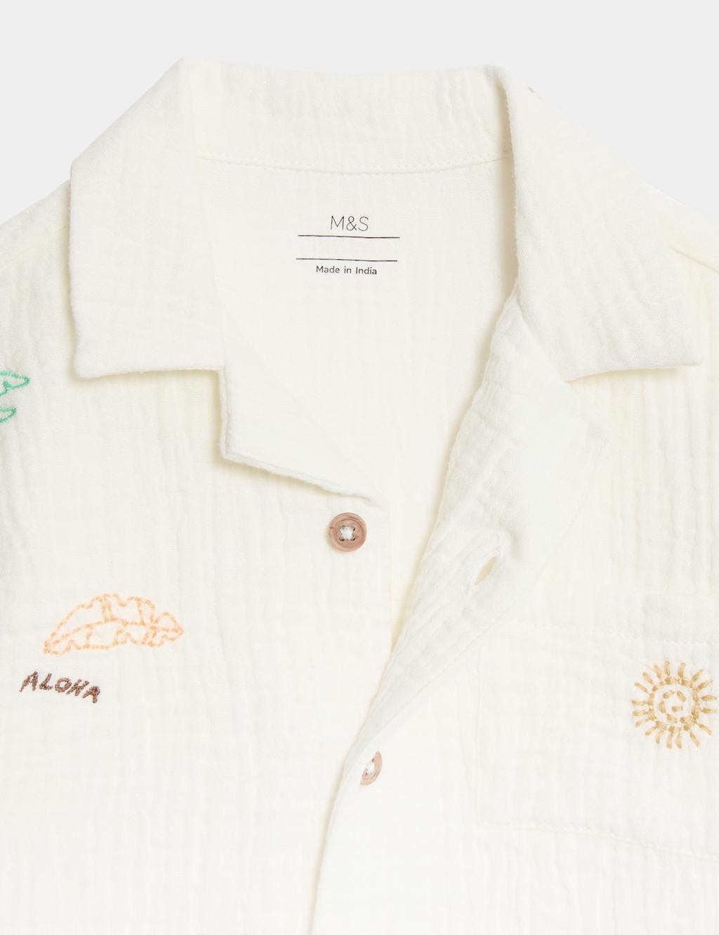 Pure Cotton Beach Embroidered Shirt (0 Mths-6 Yrs) 3 of 3