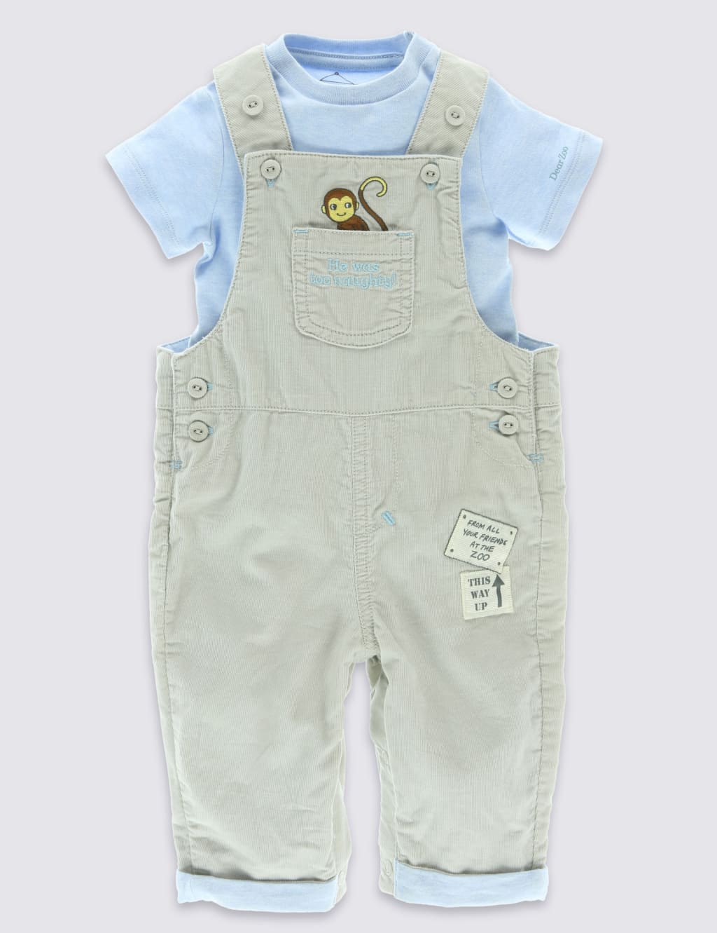 Dear Zoo 2 Piece Pure Cotton Dungaree & Bodysuit Outfit 1 of 5