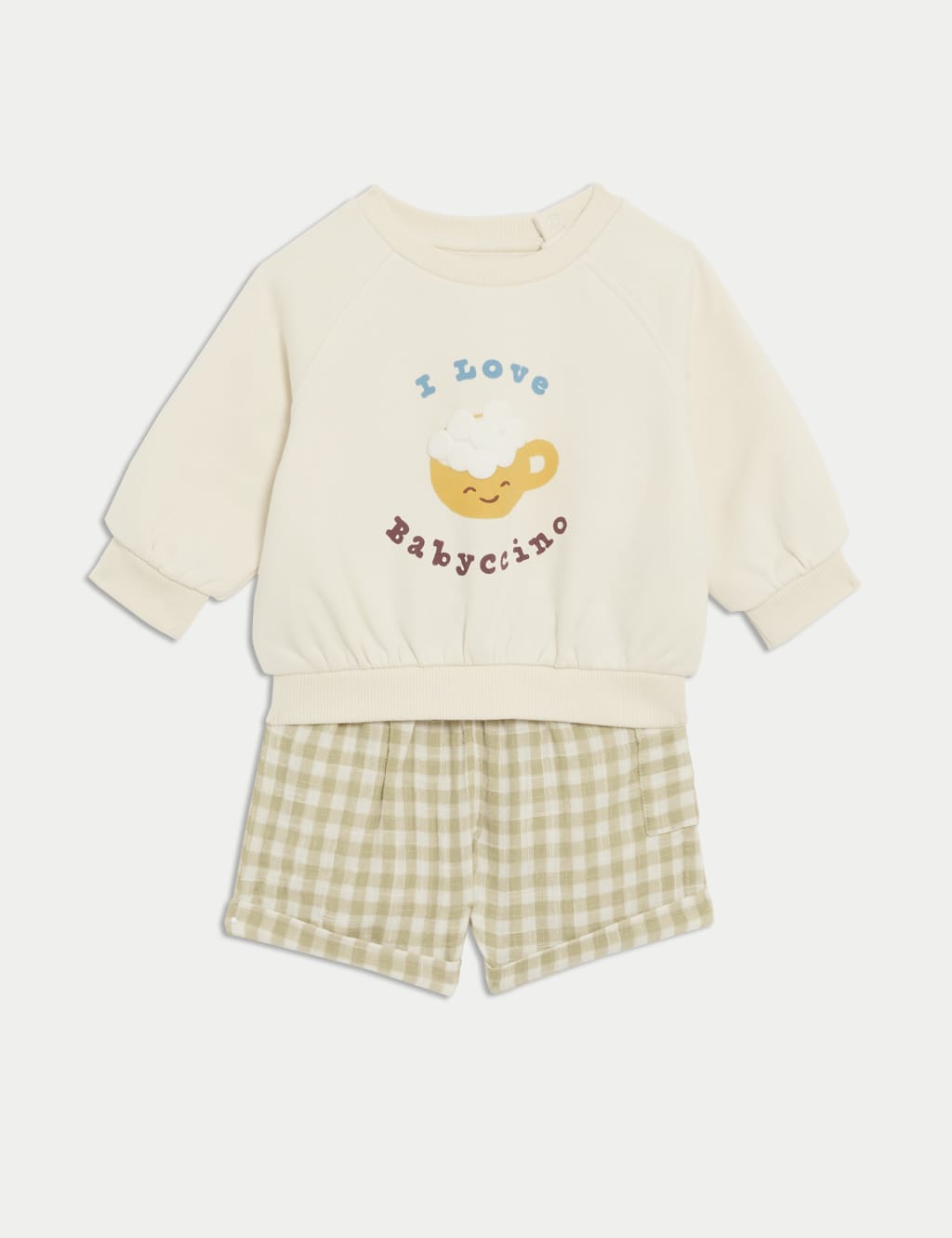 2pc Cotton Rich Babyccino Outfit (0-3 Yrs) 1 of 6