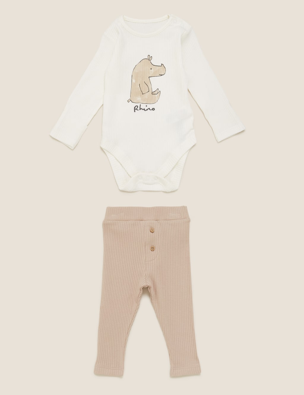 2pc Pure Cotton Rhino Print Outfit (7lbs- 12 Mths) 1 of 5