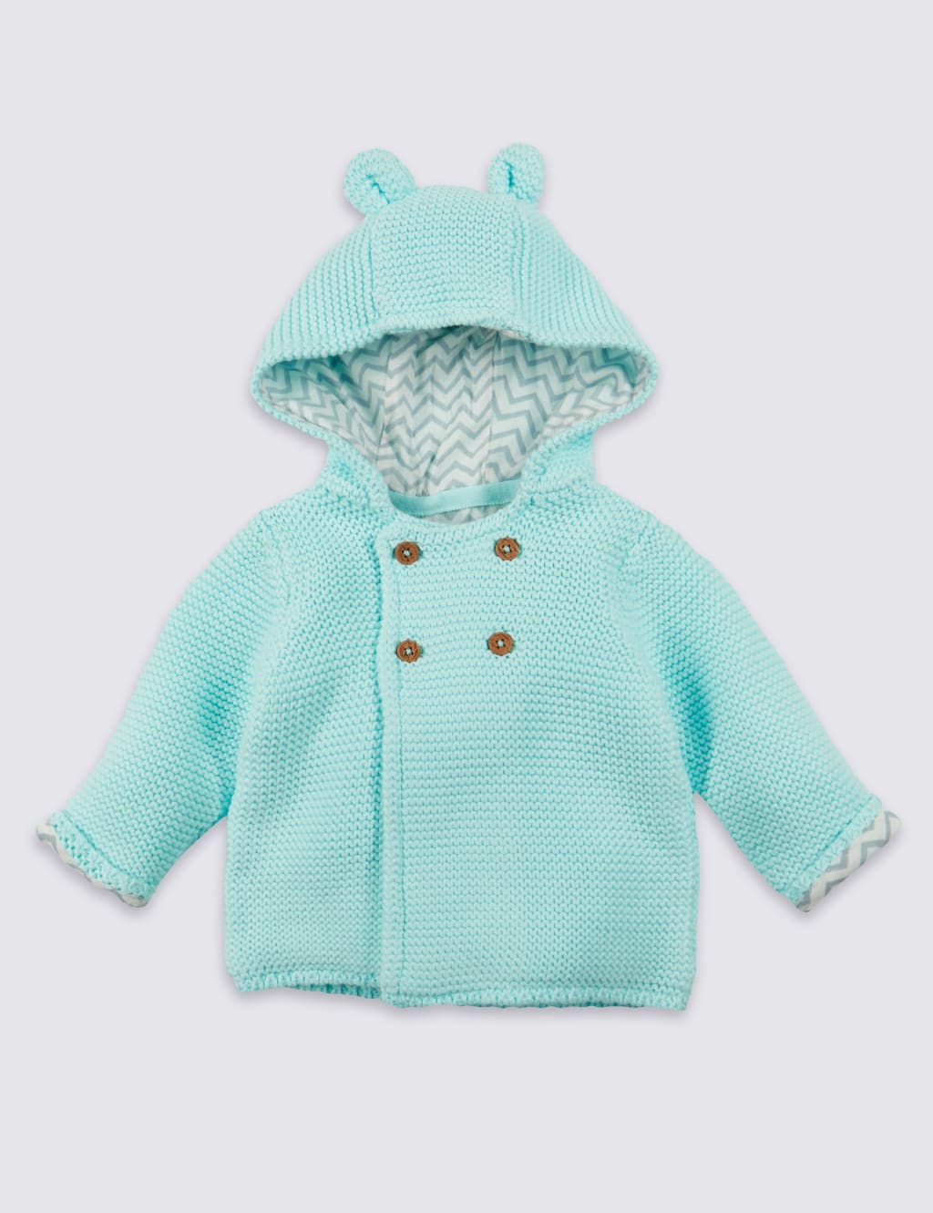 Pure Cotton Chunky Knit Hooded Cardigan M S