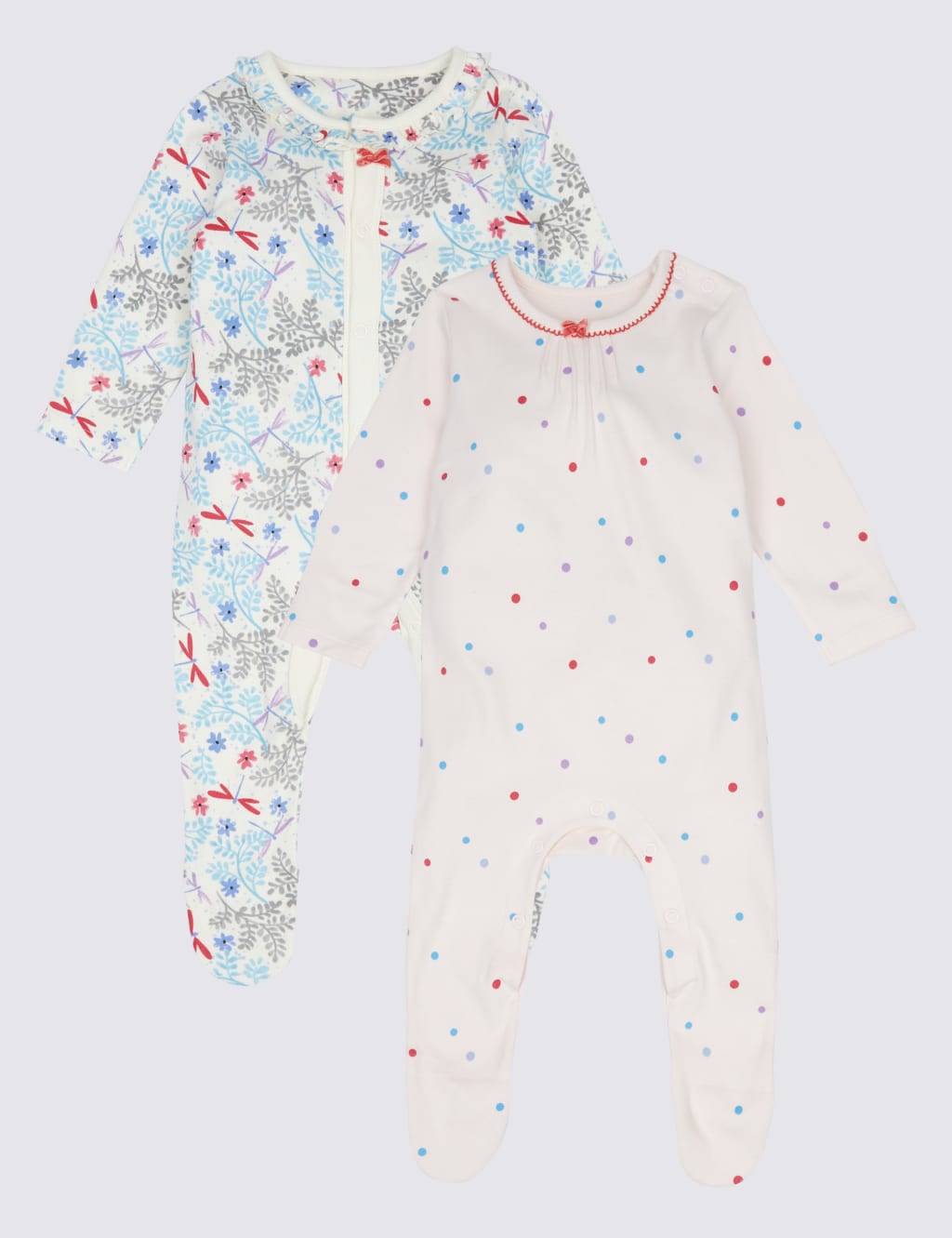 2 Pack Pure Cotton Sleepsuits 1 of 8