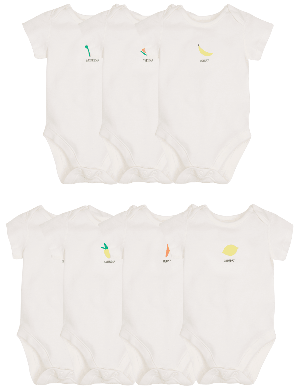 7 Pack Days of the Week Pure Cotton Fruit Bodysuits 10 of 10