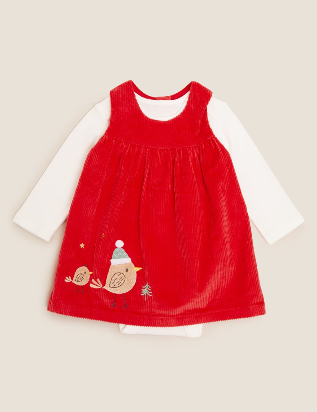 2 Piece Cord Robins Christmas Outfit (0-3 Yrs) 1 of 5