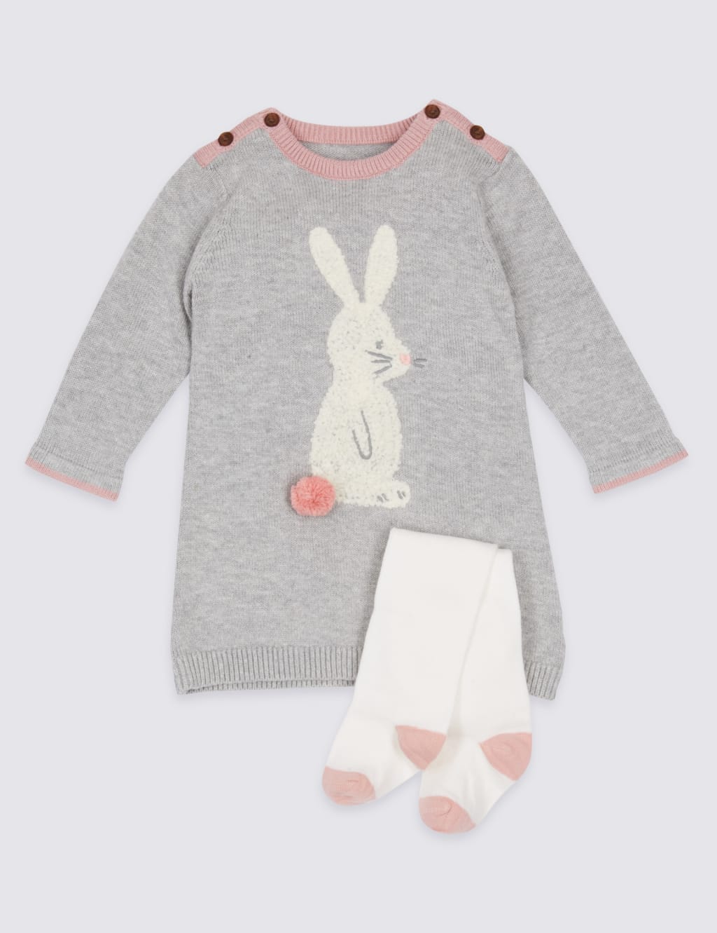 2 Piece Knitted Baby Dress with Tights 1 of 6