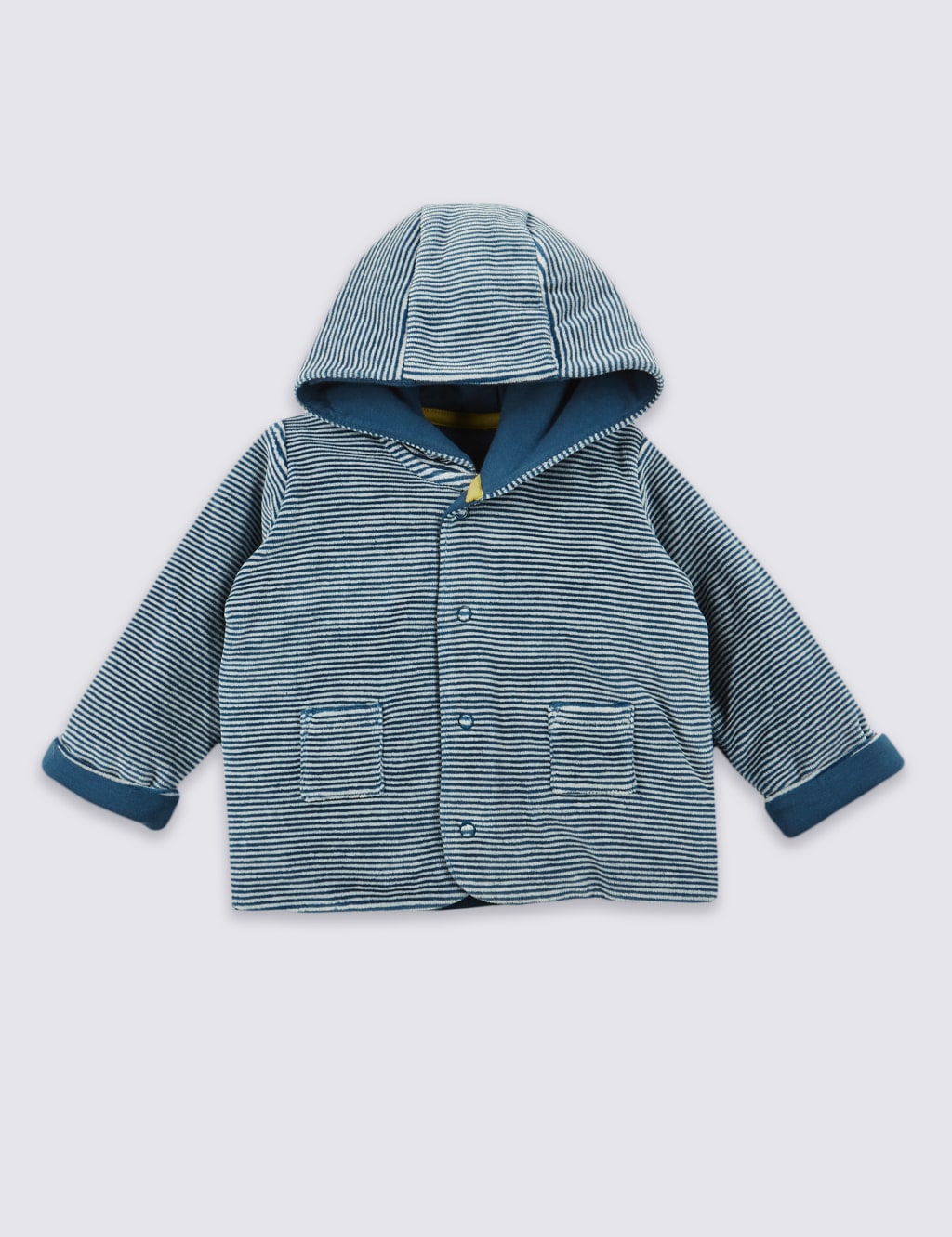 Cotton Rich Striped Velour Hooded Jacket M S