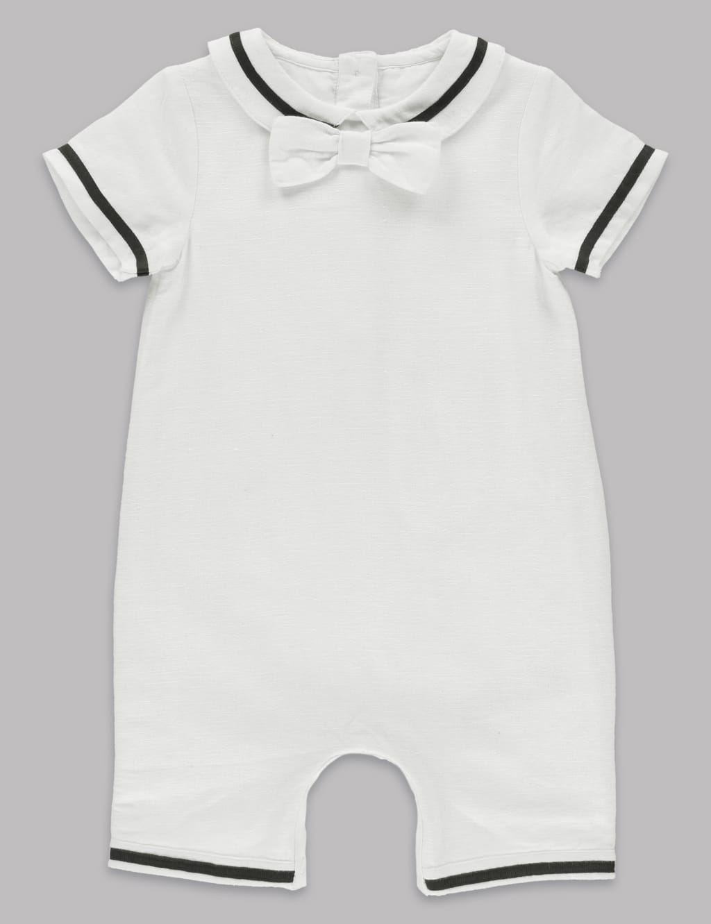 Sailor Bow Christening Baby Romper 2 of 7