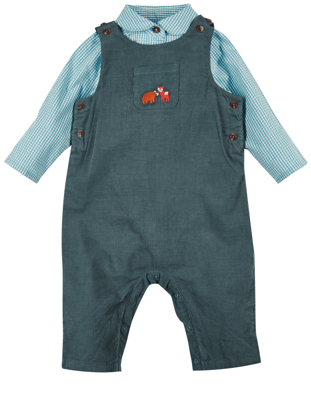 2 Piece Cord Dungarees & Woven Bodysuit Outfit 6 of 7