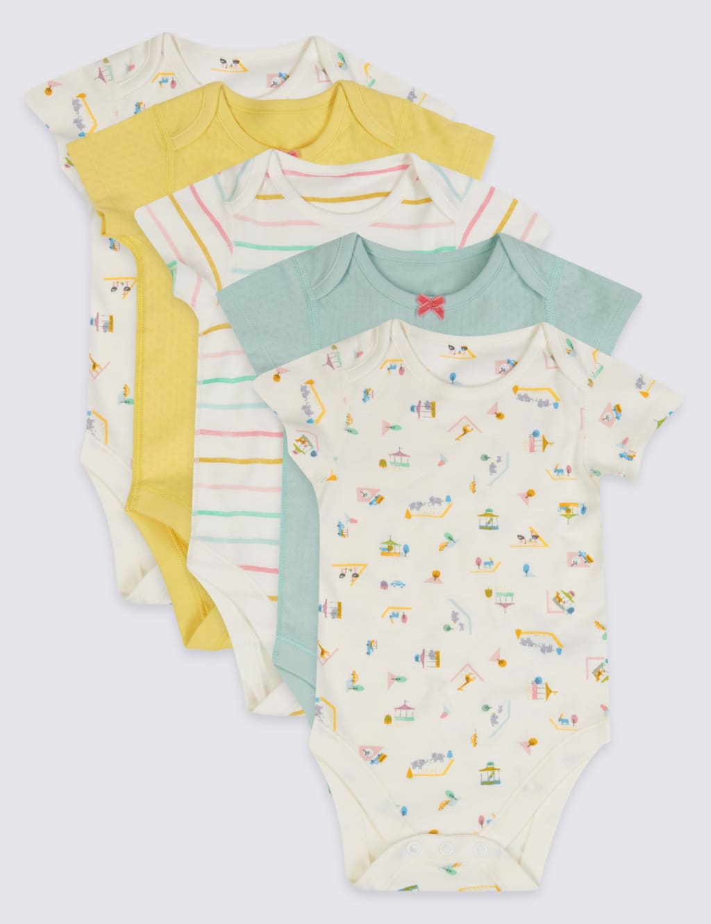 5 Pack Unisex Pure Cotton Bodysuits 1 of 7