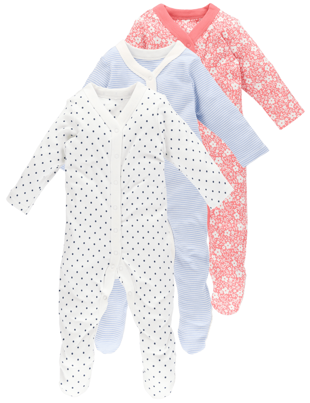 3 Pack Pure Cotton Sleepsuits 9 of 9