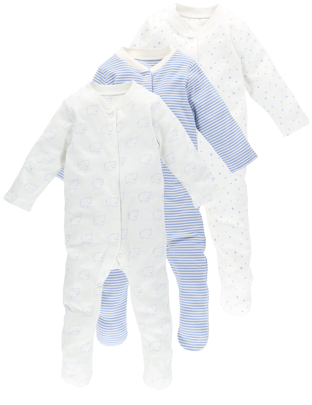 3 Pack Pure Cotton Sleepsuits 8 of 8