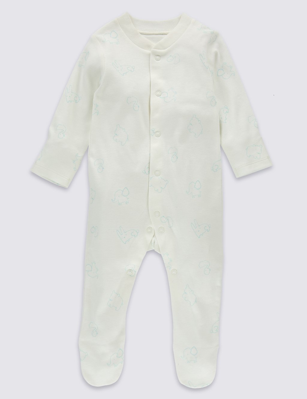 3 Pack Pure Cotton Baby Sleepsuits 2 of 10