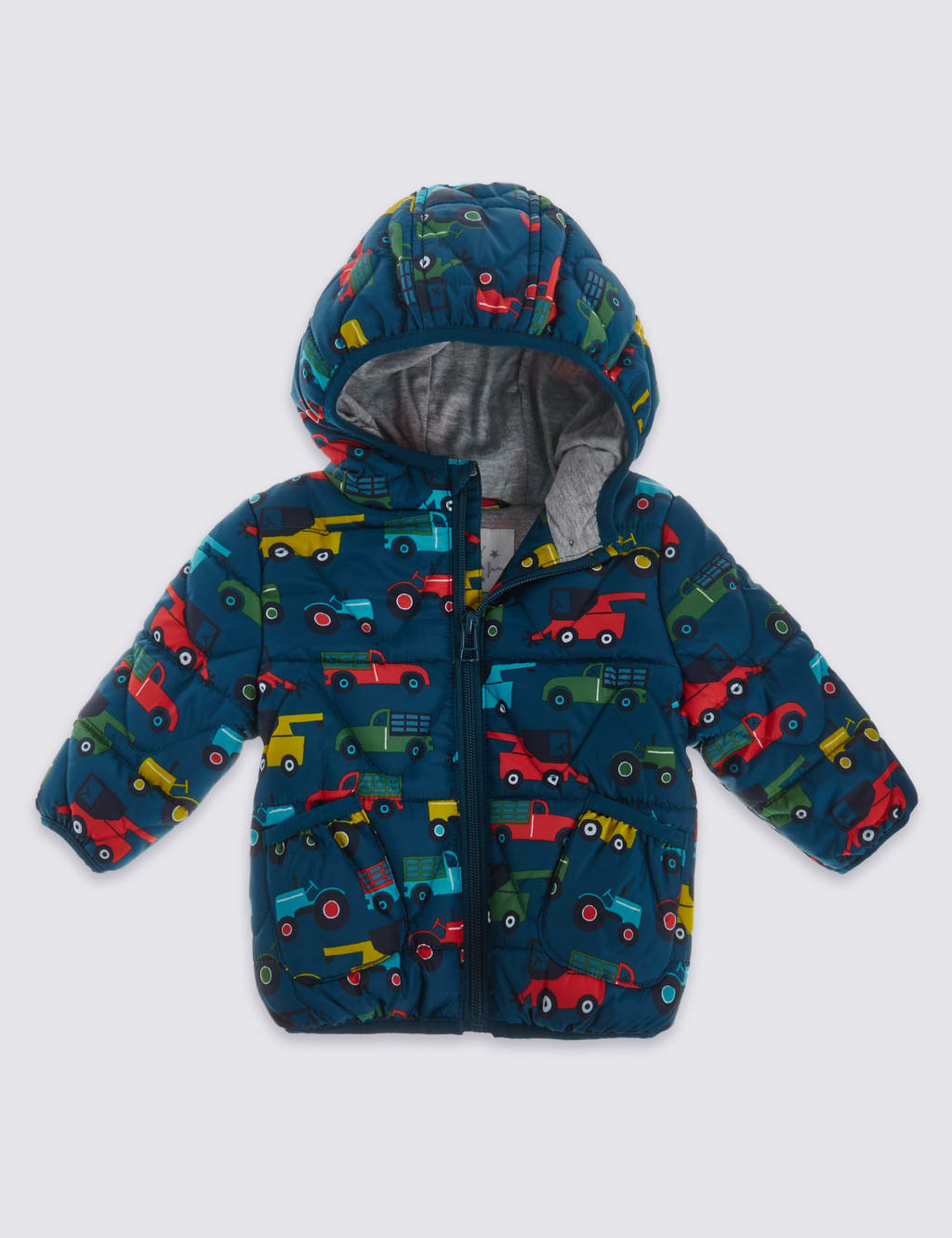 Car Print Hooded Coat 1 of 5