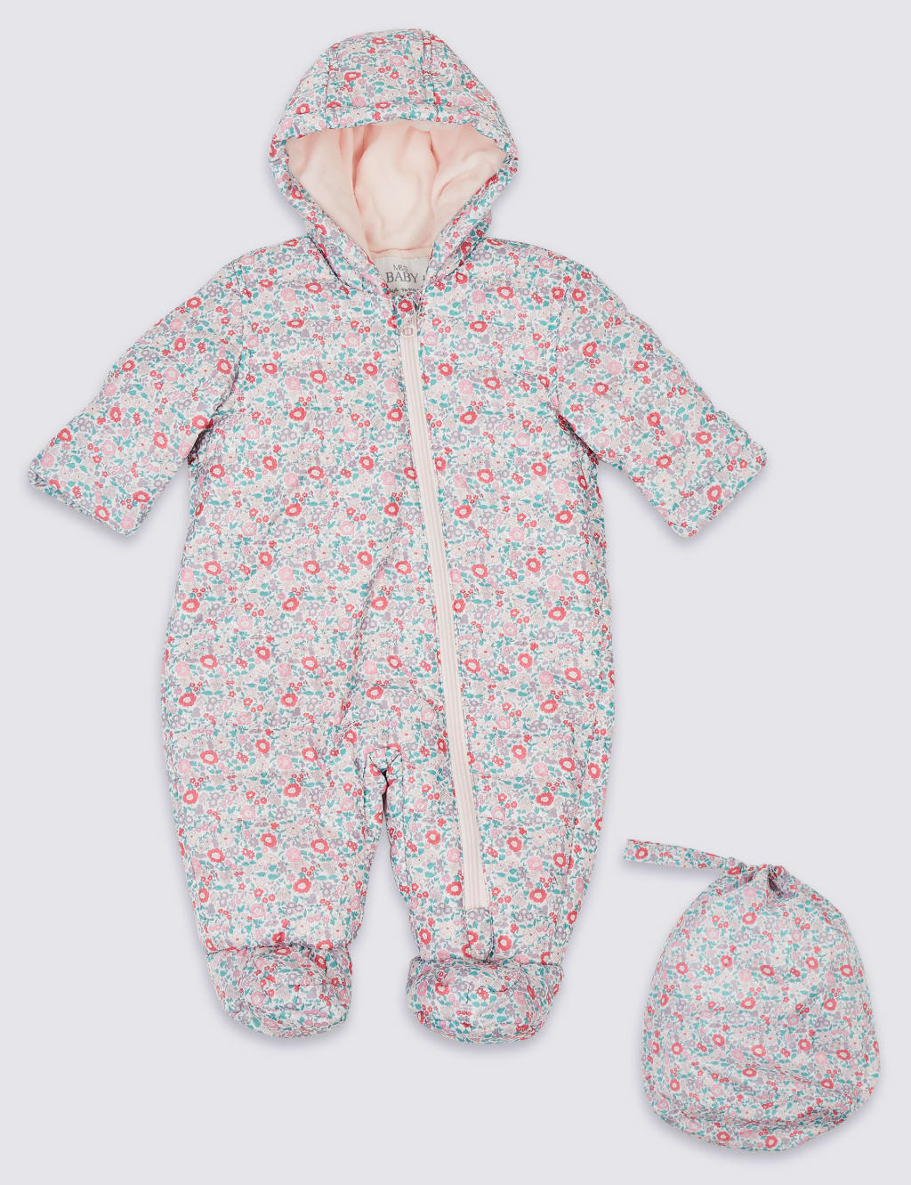 Floral Print Packaway Puffer Snowsuit M S