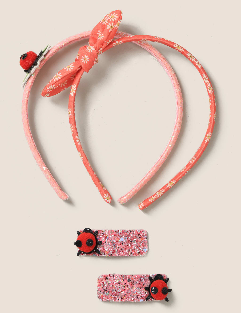 Kids' Multipack LadyBird Motif Alicebands & Motif Glitter Hair Clips 2 of 2