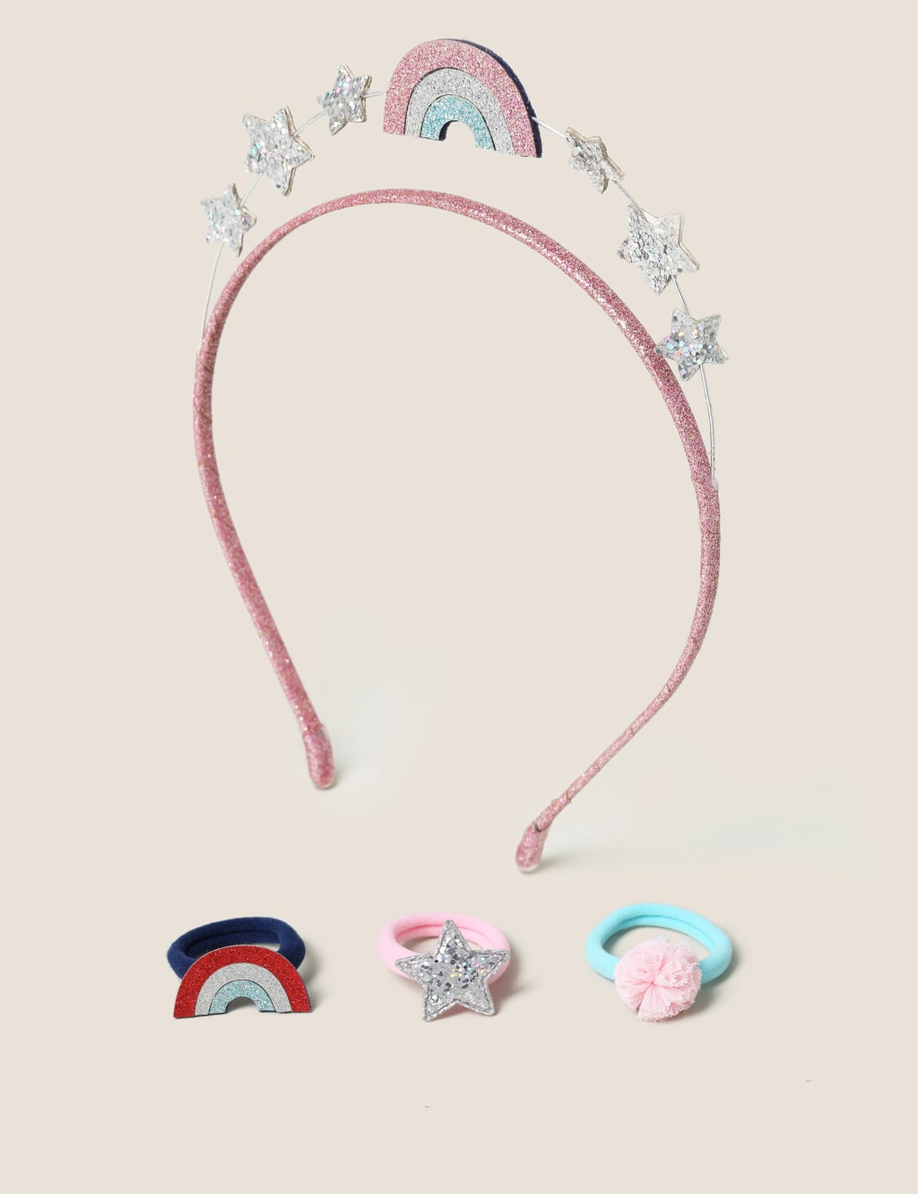 Kids' Rainbow Star Aliceband with Motif Hair Bobbles 1 of 3