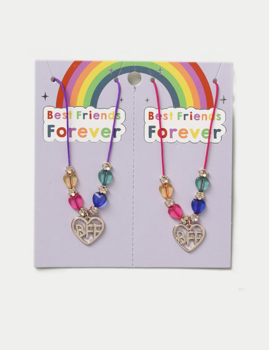 2 Pack Corded BBF Heart Necklace M S Collection M S