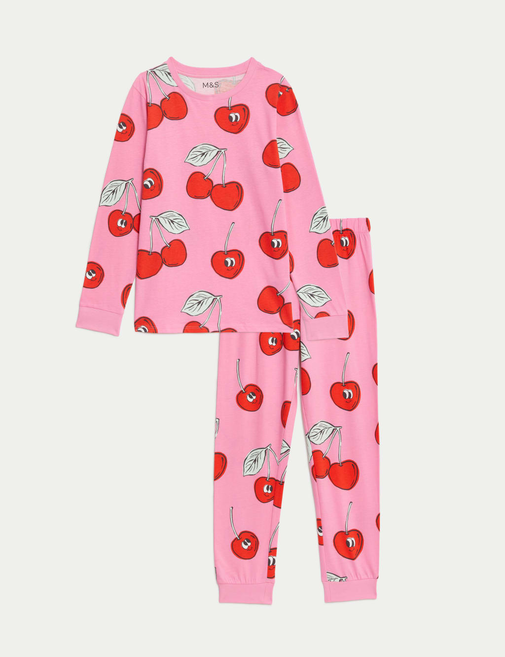 Pure Cotton Cherry Print Pyjamas 7 14 Yrs