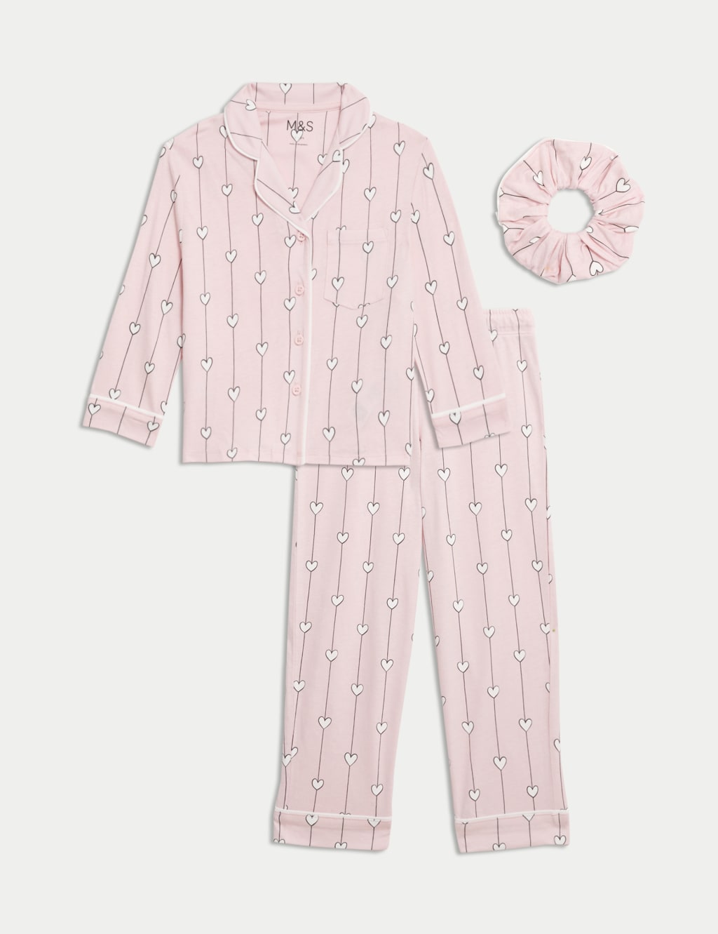 Cotton Modal Heart Pyjamas with Scrunchie (3-16 Yrs) 2 of 6