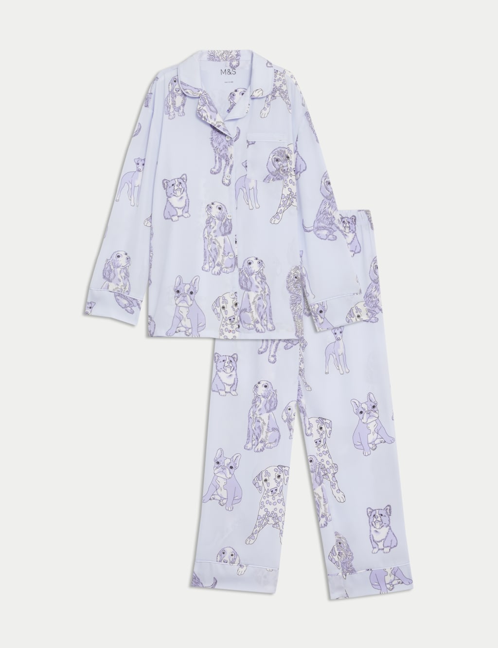 Dog Print Satin Revere Pyjamas 3 16 Yrs M S Collection M S