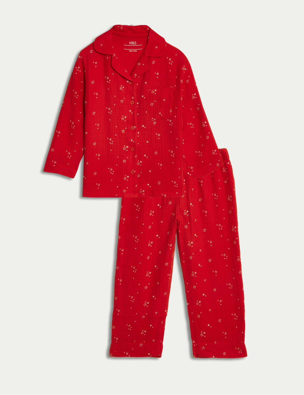 Pure Cotton Christmas Star Pyjamas 1 16 Yrs