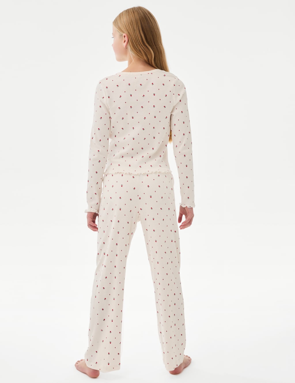 Pure Cotton Ditsy Floral Ribbed Pyjamas 6 16 Yrs M S Collection M S