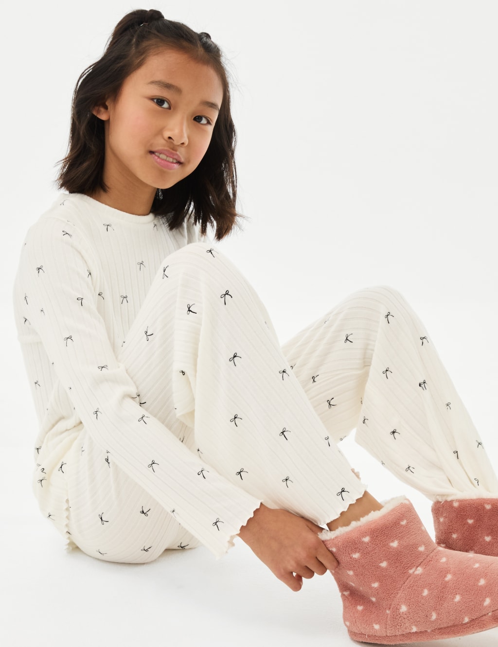 Cosy Ribbed Bow Pyjamas 1 16 Yrs