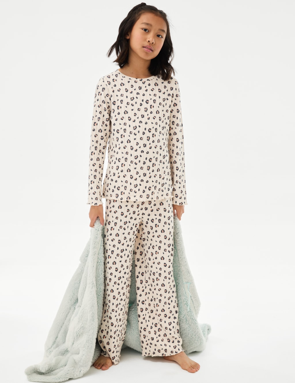 Leopard Print Cosy Ribbed Pyjamas 1 16 Yrs M S Collection M S