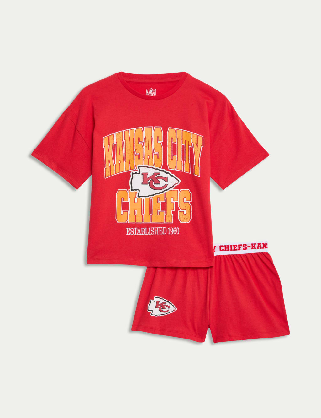 NFL Kansas City Chiefs Distressed Print Pyjamas 6 16 Yrs M S Collection M S