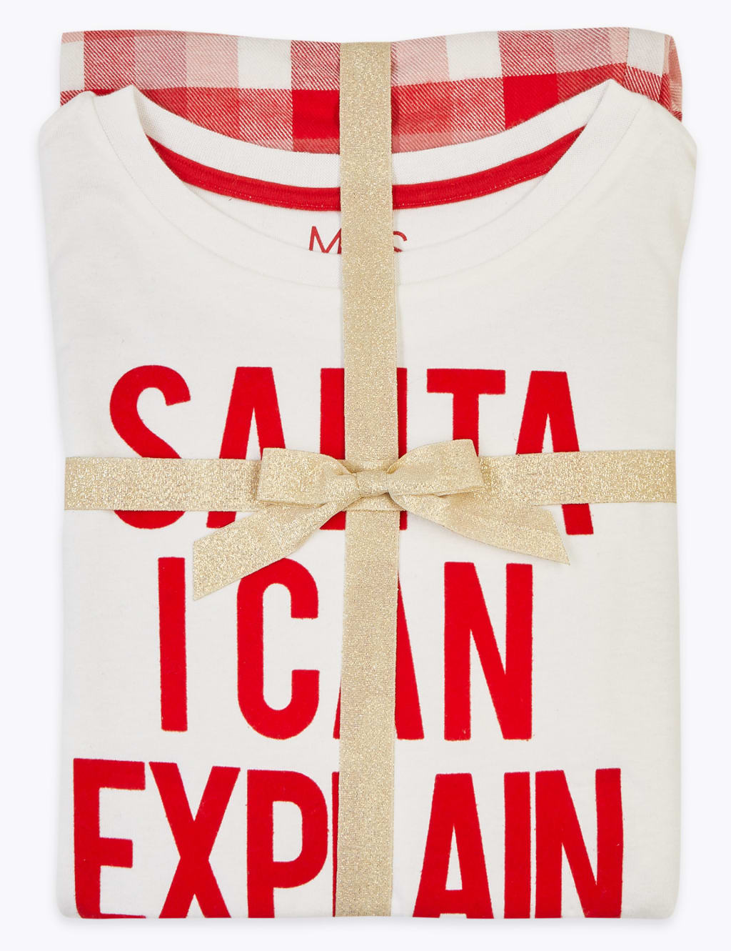 Cotton Santa Slogan Checked Pyjama Set (1-16 Years) 5 of 5