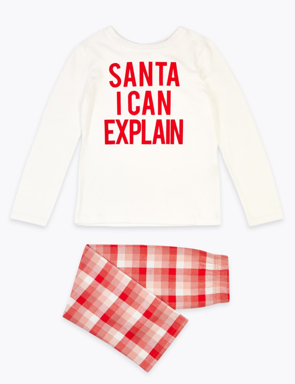 Cotton Santa Slogan Checked Pyjama Set (1-16 Years) 2 of 5
