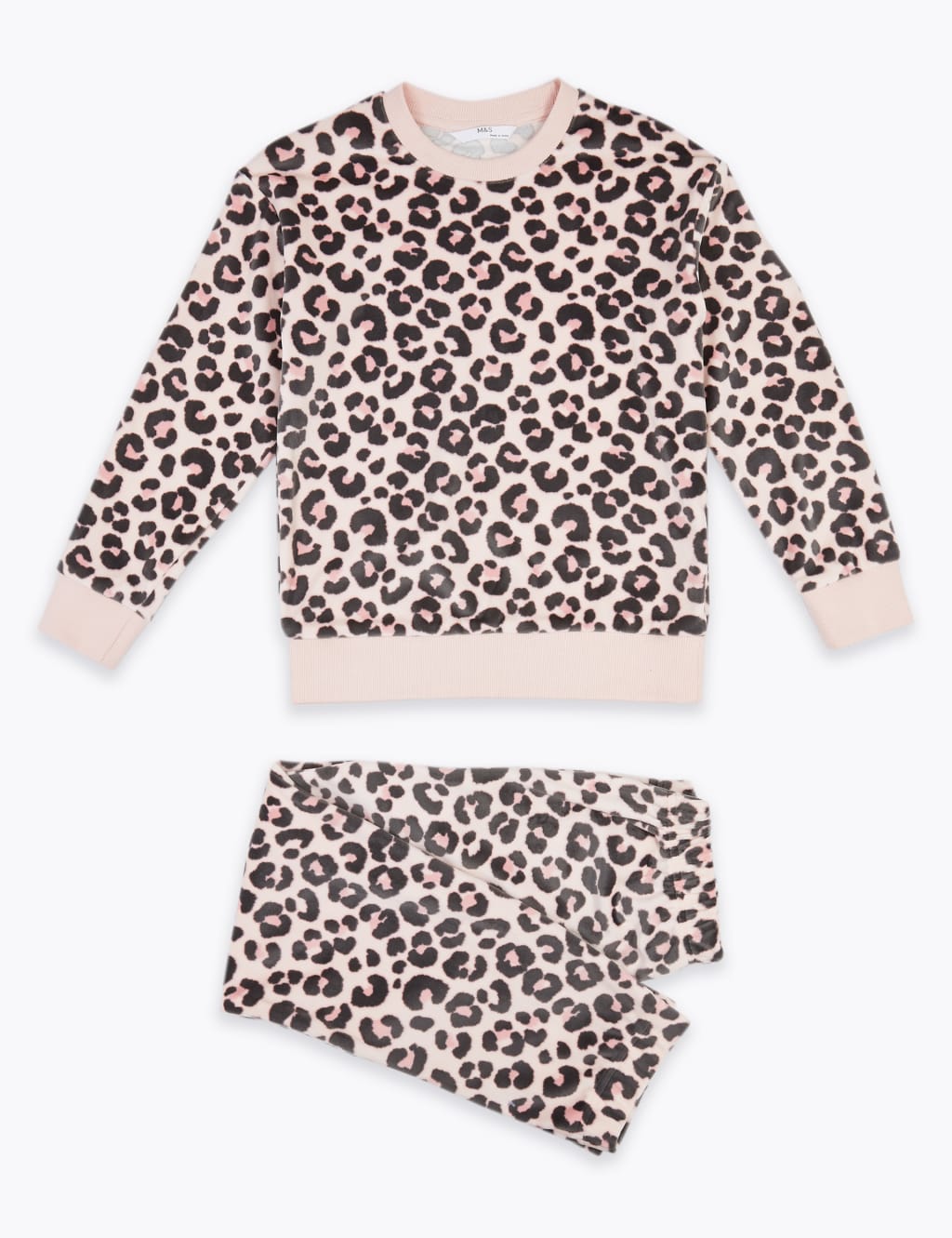 Leopard Print Velour Lounge Pyjama Set 6 16 Yrs M S